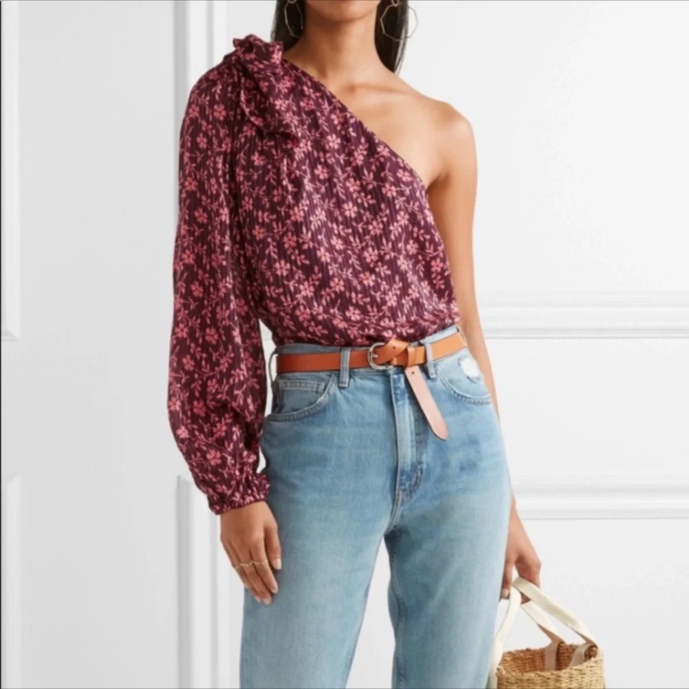 Ulla Johnson Enid floral one shoulder blouse Sz 4 - Picture 3 of 4